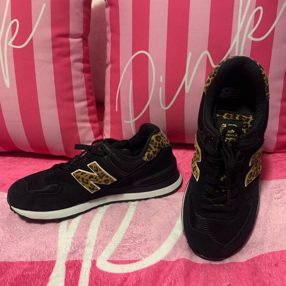 New Balance Women's Black Leopard Sneakers